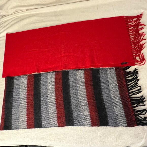 Enzo Mantovani 100% Cashmere Scarves Red /Black/Gray  Soft Luxurious Warm Fringe - Picture 9 of 14